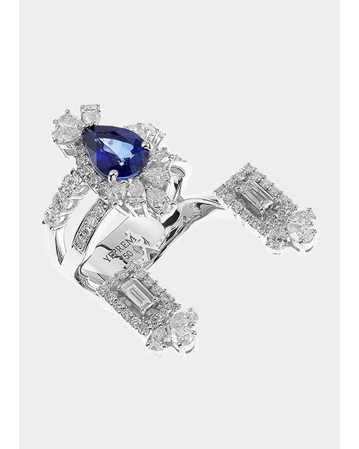 Yeprem 18K White Gold Diamond and Sapphire Ring