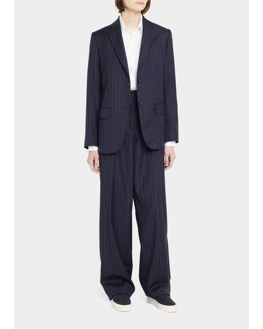 Officine Generale New Sophie Straight Pinstripe Trousers