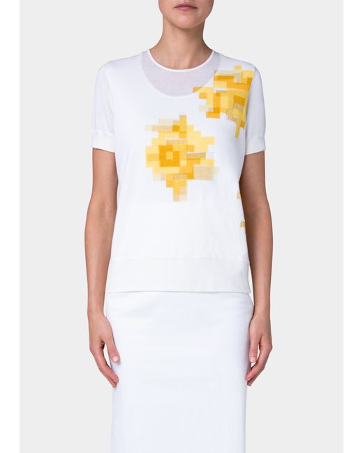 Akris Daffodils Pixelated Intarsia Layered Silk Pullover