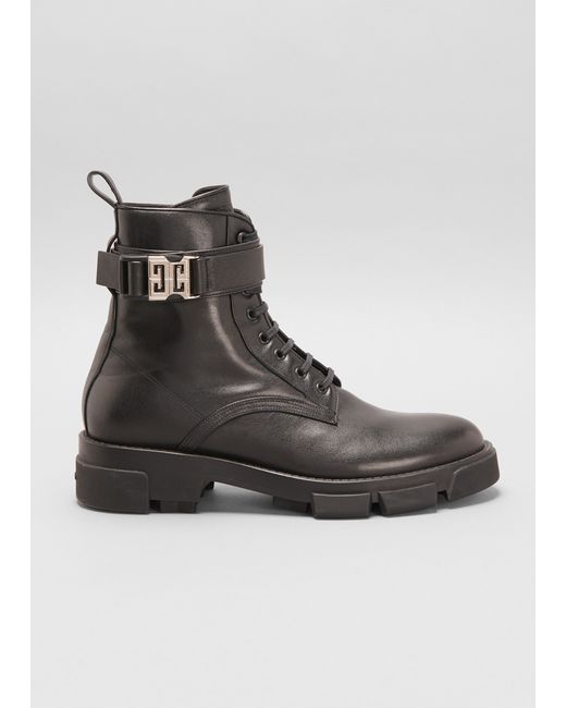 Givenchy Terra Leather Lace-Up Combat Boots