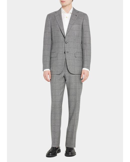 Kiton Windowpane Cashmere Suit