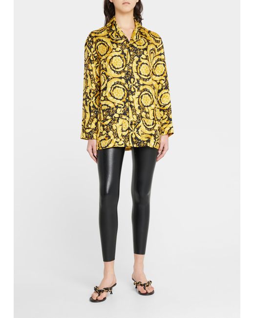 Versace Barocco-Print Silk Pajama Shirt