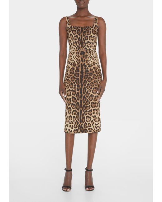 Dolce & Gabbana Leopard-Print Slim Midi Dress