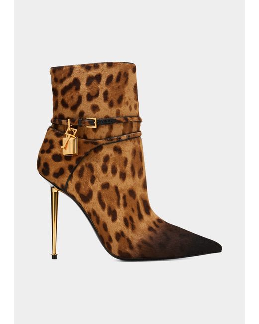 Tom Ford 105mm Calf Hair Padlock Ankle Boots