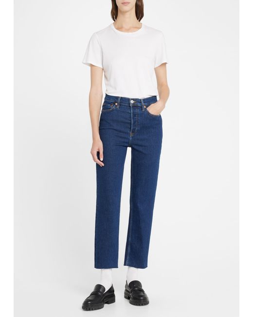 Re/Done High-Rise Stovepipe Jeans with Raw-Edge Hem