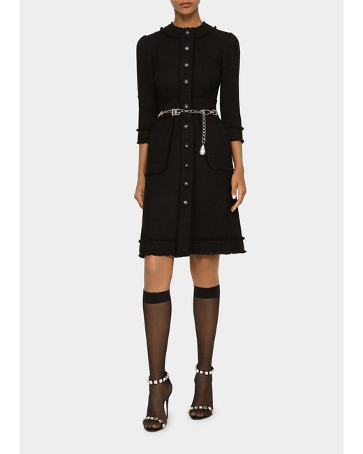 Dolce & Gabbana Tweed Button-Front Short Dress