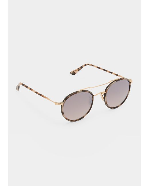 Krewe Porter Brow-Bar Patterned Sunglasses