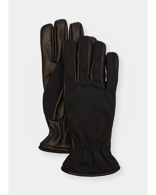 Bergdorf Goodman Tonal Leather/Suede Gloves