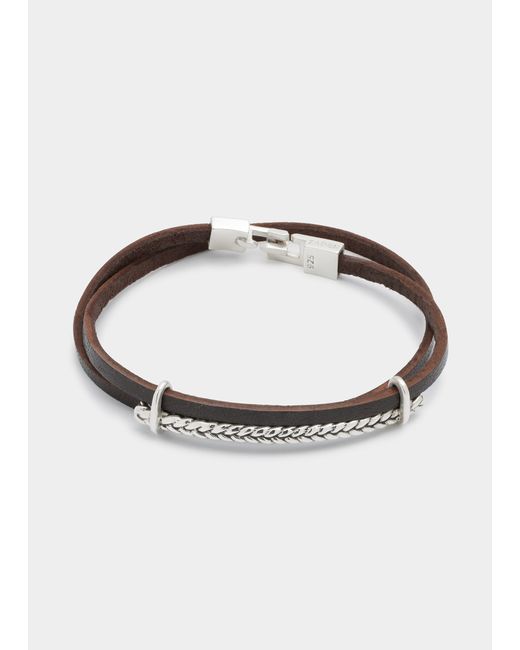 Zadeh Middleton Double Wrap Leather Bracelet with Bar