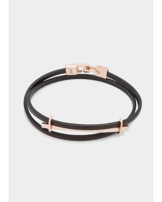 Zadeh San Remo Double Wrap Leather Bracelet with 14K Gold Bar