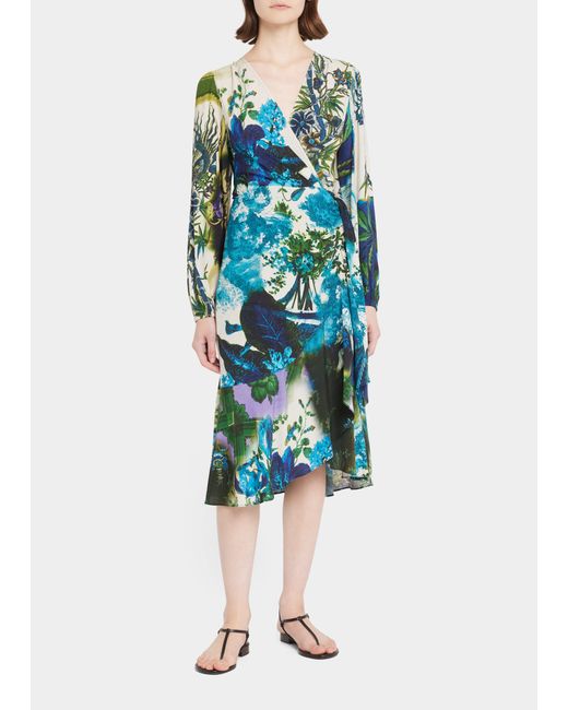 Kobi Halperin Zuri Floral-Print Blouson-Sleeve Midi Dress