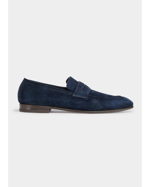 Z Zegna Suede Penny Loafers