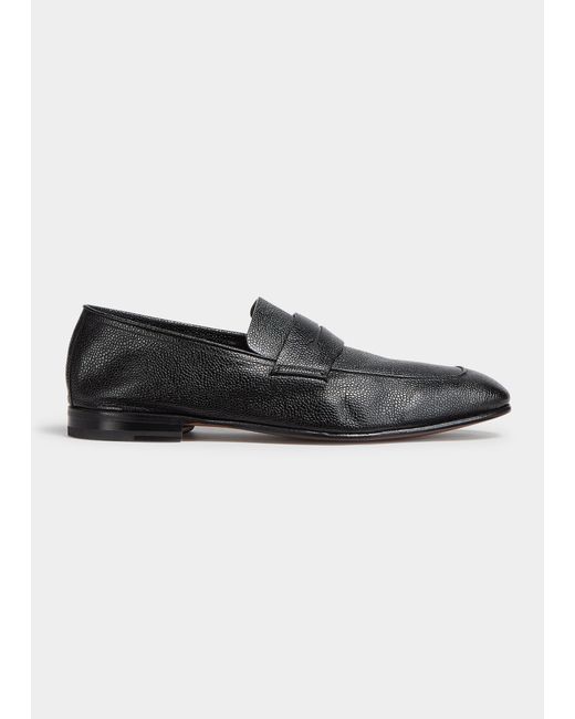 Z Zegna Pebbled Leather Penny Loafers