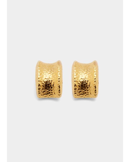 Ben-Amun Hammered Gold Clip-On Huggie Earrings