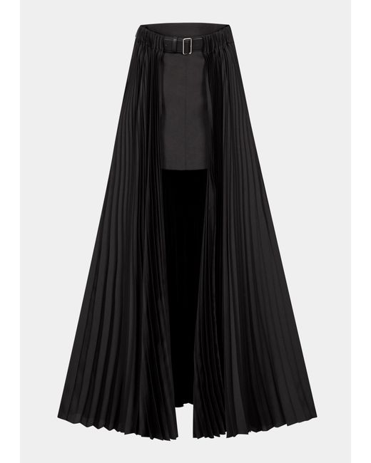 Peter Do Leather Belted Pleated Skirt