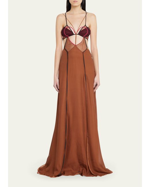 Nensi Dojaka Cut-Out Heart Detailed A-Line Gown