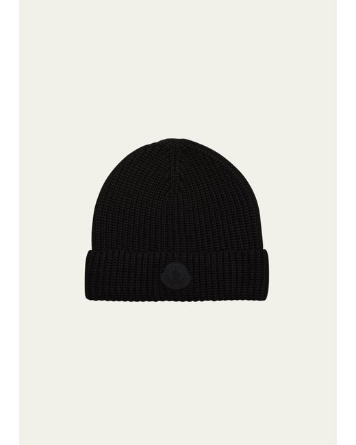 Moncler Ribbed Beanie with Tonal Rubber Patch