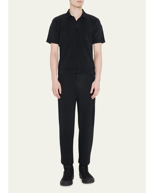 Homme Pliss Issey Miyake Pleated Polyester Polo Shirt
