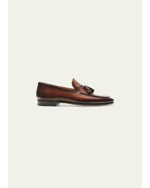 Magnanni Grained Leather Tassel Loafers