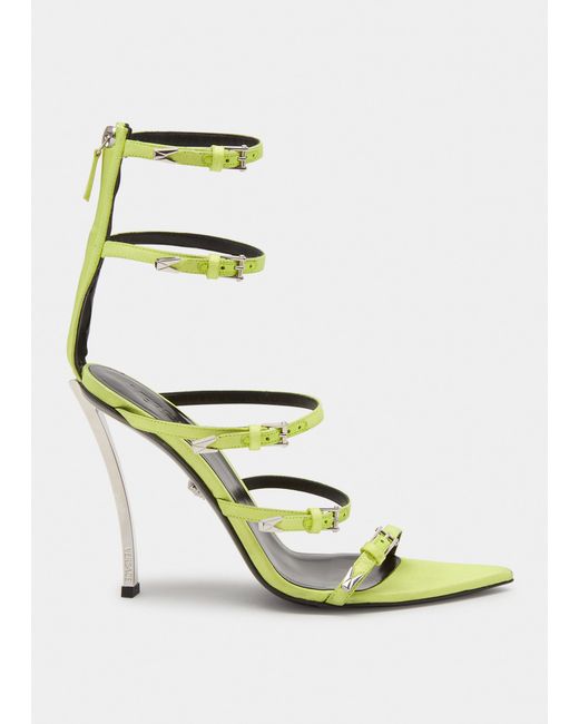 Versace Pin-point Leather Multi-Strap Stiletto Sandals