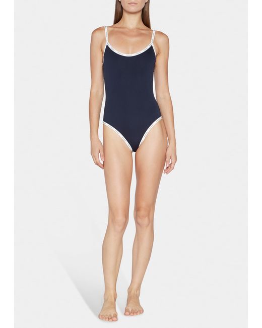 Moncler One-Piece Swimsuit with Logo Trim