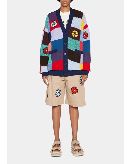 Moncler Genius X JW Anderson Checkered Cardigan with Embroidered Details