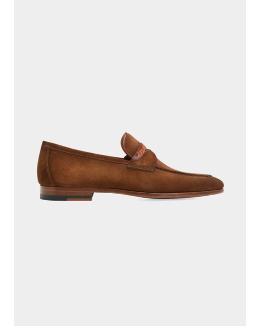 Magnanni Croc-Printed Leather Penny Loafers