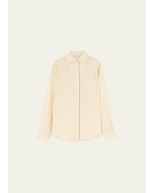 Loro Piana Andre Button-Front Crepe Sable Blouse