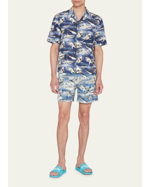 Palm Angels Shark-Print Camp Shirt