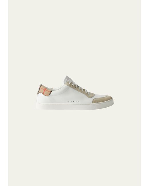 Burberry Check Panel Leather Low-Top Sneakers