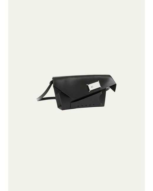 Maison Margiela Snatched Flap Leather Clutch Bag with Strap