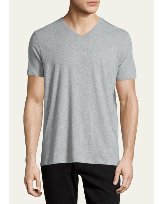 Vince Short-Sleeve V-Neck Jersey T-Shirt Gray