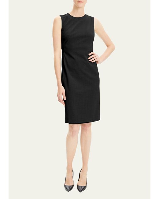 Theory Eano Sleeveless Traceable Wool Suiting Dress