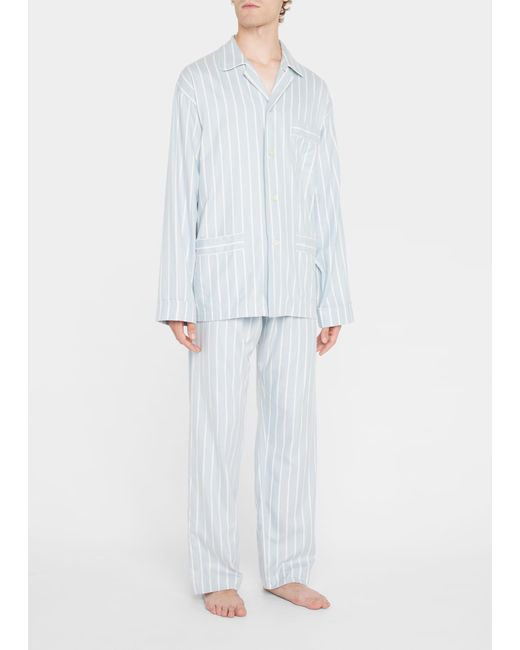 Emanuele Maffeis Stripe Cotton Long Pajama Set