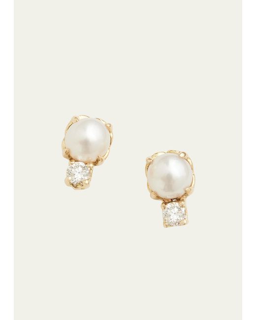 Jamie Wolf 18k Gold Pearl and Diamond Earrings