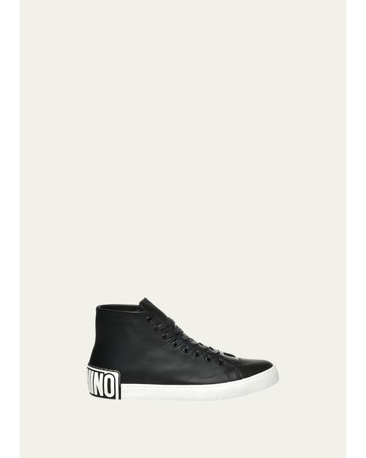 Moschino Leather Logo High-Top Sneakers