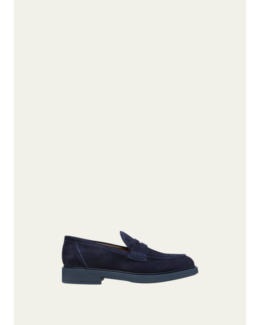 Gianvito Rossi Harris Suede Penny Loafers
