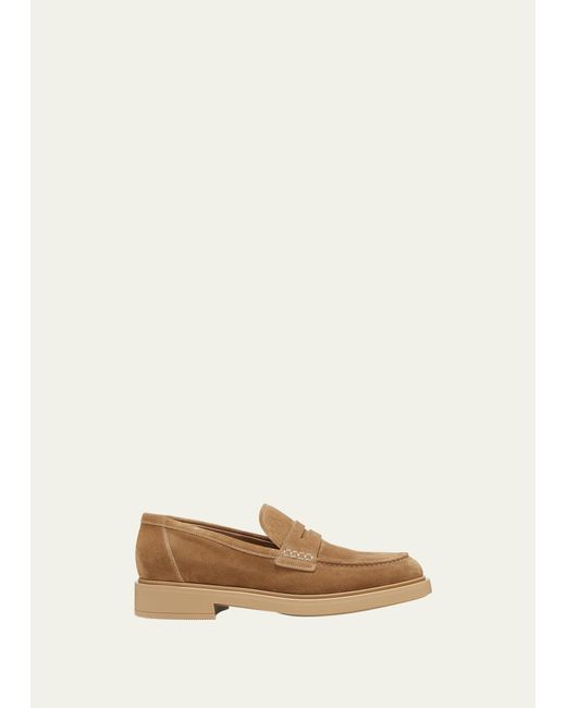 Gianvito Rossi Harris Suede Penny Loafers
