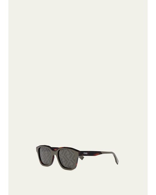Fendi FF-Lens Bi-Layer Acetate Square Sunglasses