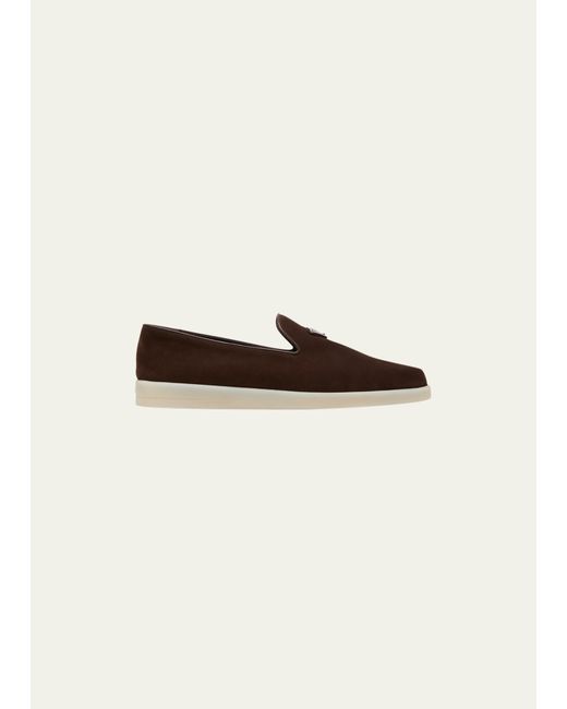 Prada Triangle Logo Suede Sneaker Loafers