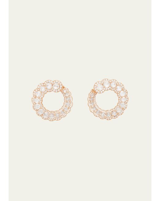 64 Facets 18K Rose Gold Loop Earrings with Diamonds