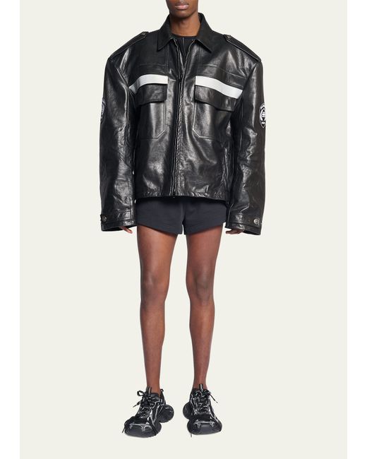 Balenciaga Oversized Leather Uniform Jacket