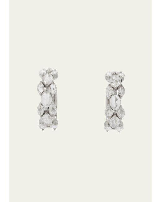 64 Facets 18K Gold Huggie Earrings with Marquise Diamonds