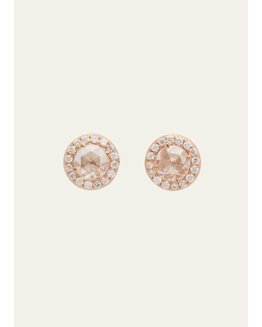 64 Facets 18K Rose Gold Solitaire Stud Earrings with Diamonds