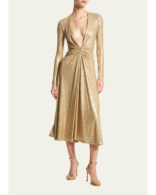 Michael Kors Collection Hand-Embellished Sequin Midi Dress