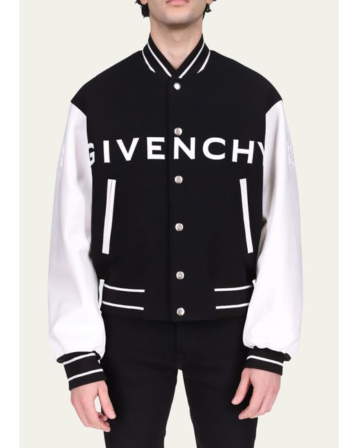 Givenchy Wool-Leather Logo Varsity Jacket
