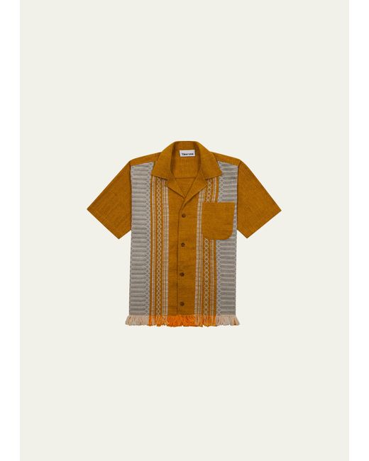 Thorsun Serape Striped Fringe Camp Shirt
