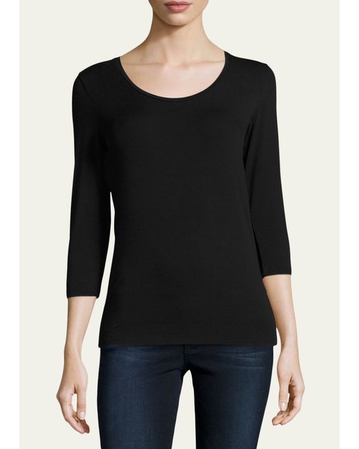 Majestic Filatures Soft Touch Long-Sleeve Scoop-Neck Tee