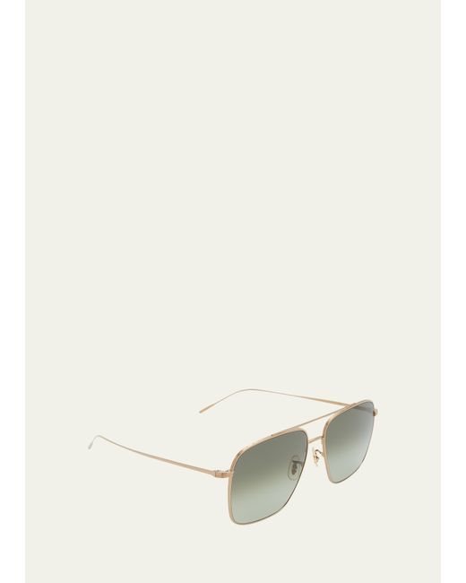 Oliver Peoples Dresner Titanium Crystal Aviator Sunglasses