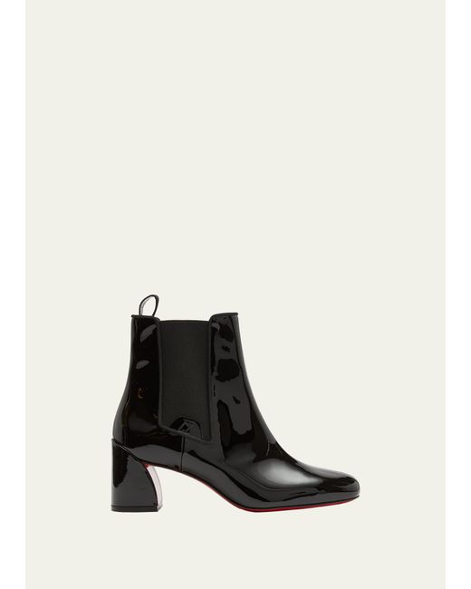 Christian Louboutin Patent Red Sole Chelsea Ankle Boots